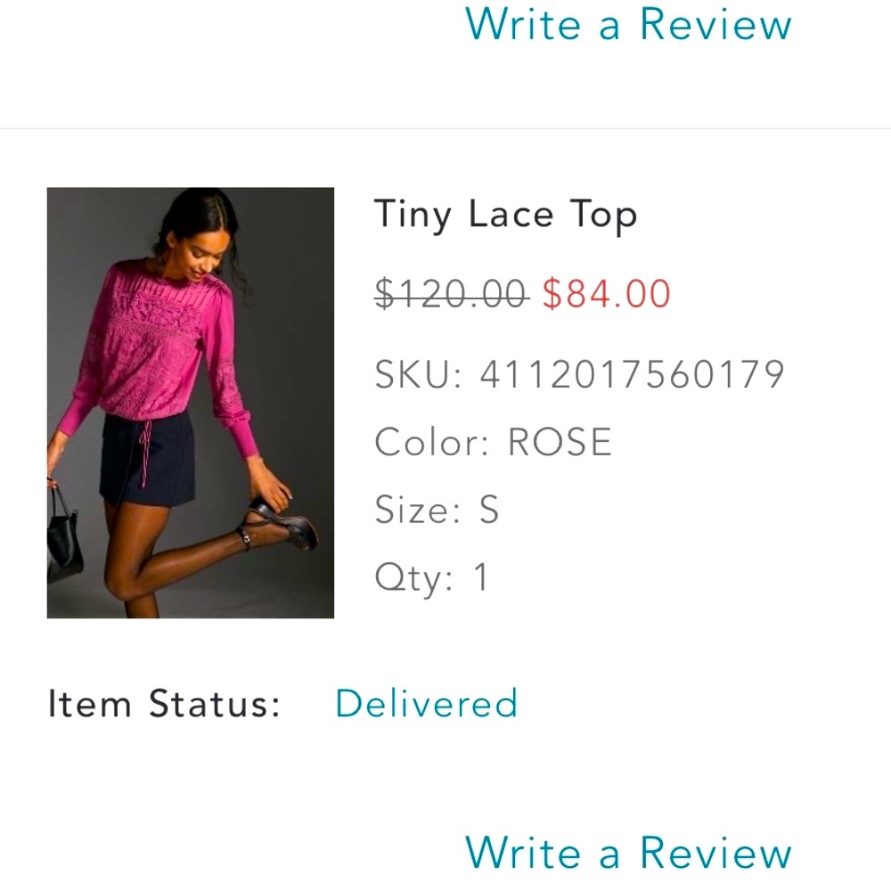 Anthropologie Lacey Top in Rose, size Small
